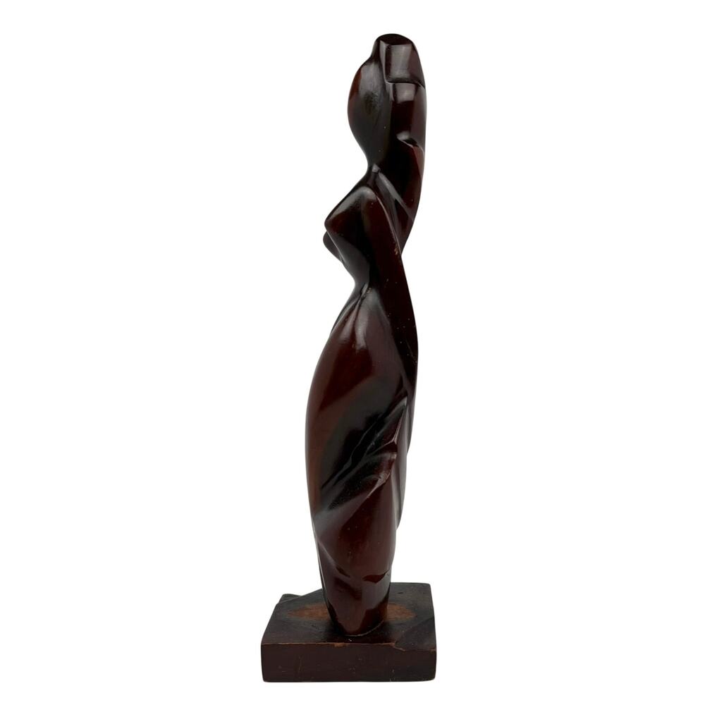 Abstract Wood Sculpture Female Figure Carved Art Deco Avant Garde Style 15.5